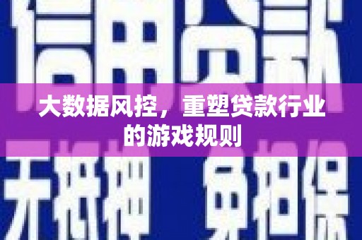 黄大仙大数据风控，重塑贷款行业的游戏规则