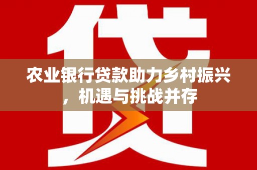 黄大仙农业银行贷款助力乡村振兴，机遇与挑战并存